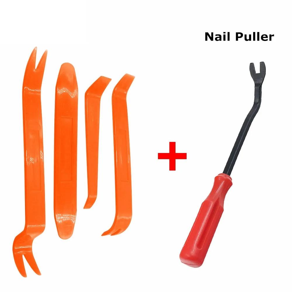 4 pcs/set Self Panel Removal Tool Kit Portable Radio Audio Nail Extractor Clip Trim Dash Repair Lever Clip Remover Tool Installation Hand