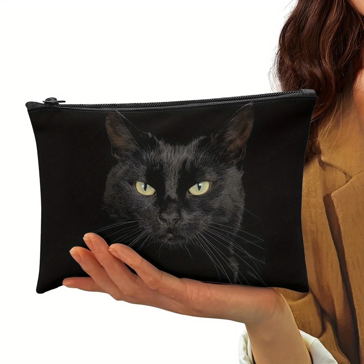 Borsa per il trucco stravagante per gatti Spaziosa custodia portatile per cosmetici con organizer per il lavaggio degli articoli da toeletta