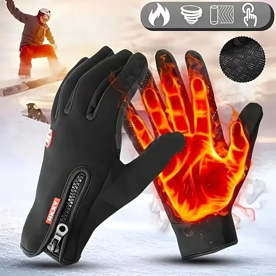 1 paio di guanti caldi invernali antivento per touch screen, adatti per ciclismo all'aperto, pesca e corsa, guanti multifunzionali