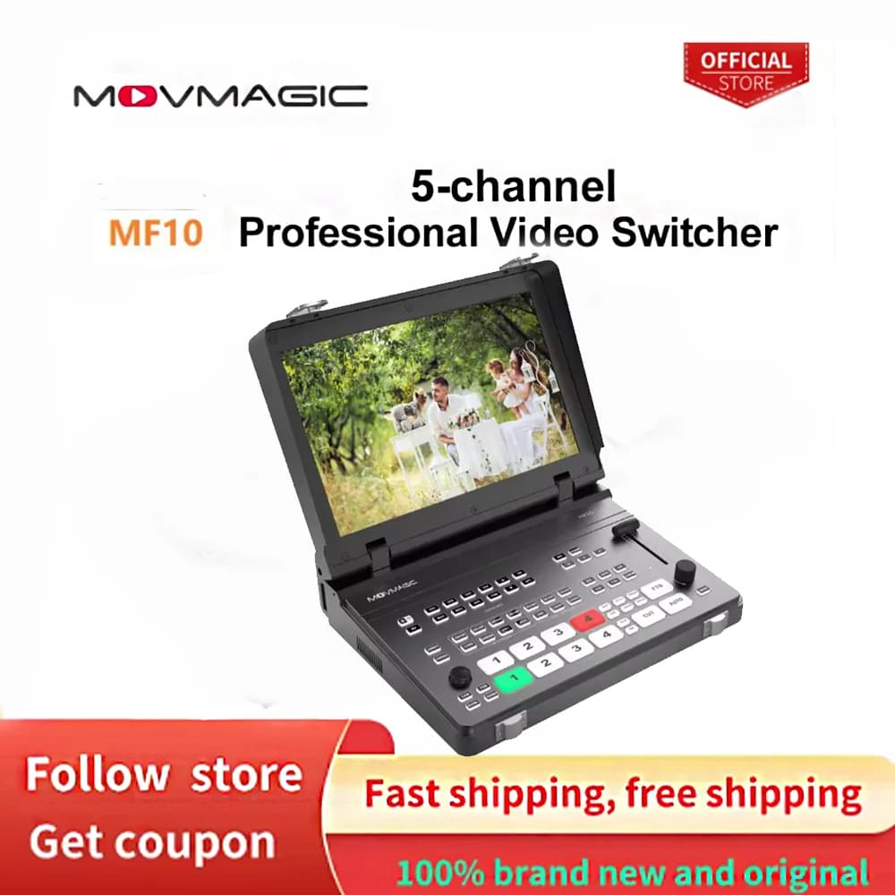 MOVMAGIC MF10 10.1 Inch Screen MF10 4KP60 5CH Professional Video Switcher HDMI-compatibleI Input and output Video Recording