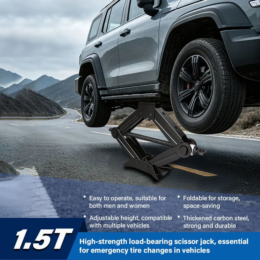 Jack per auto 2.5T 1.5T 2 in 1 Martinetto di sollevamento manuale Strumento di riparazione auto Strumento di sollevamento con chiave a cricchetto per risparmiare manodopera Martinetto pieghevole per auto