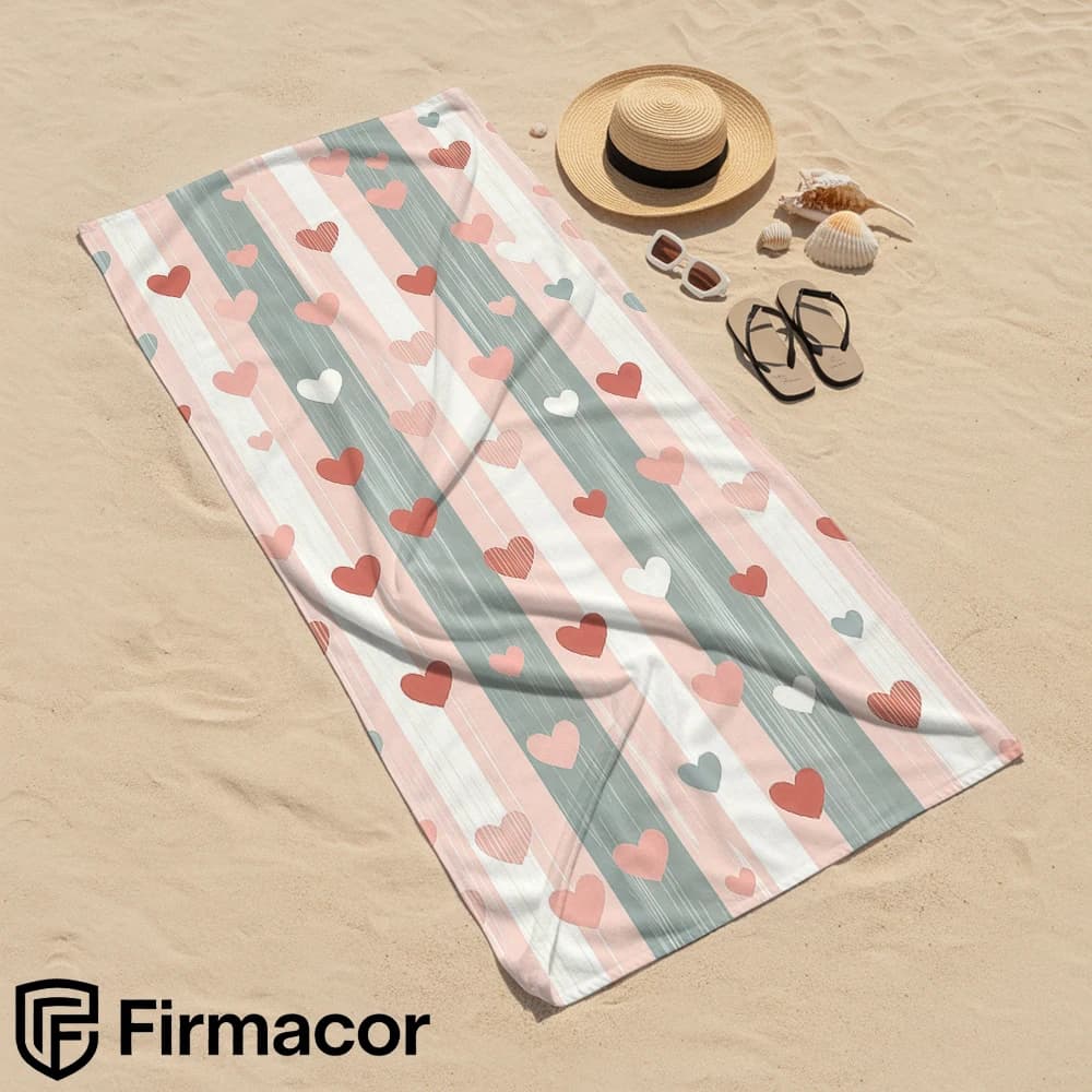 Striped Heart Cartoon Anime Beach Towel Microfiber Quick Dry Super Absorbent Soft Bath Towel for Kids Adults Travel