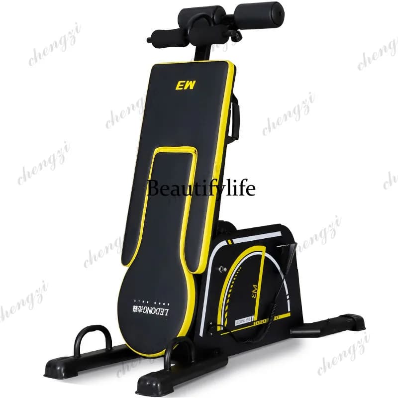 Electric inverted machine stretches cervical vertebrae, lumbar discs, sit-ups, dumbbell chair