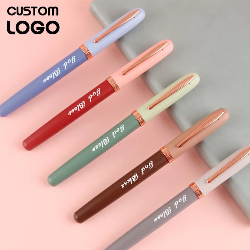2pcs Retro Morandi Multi Color Metal Fountain Pens Free Laser Engraving Names Personalized Logo Calligraphy Pen Teacher Gifts