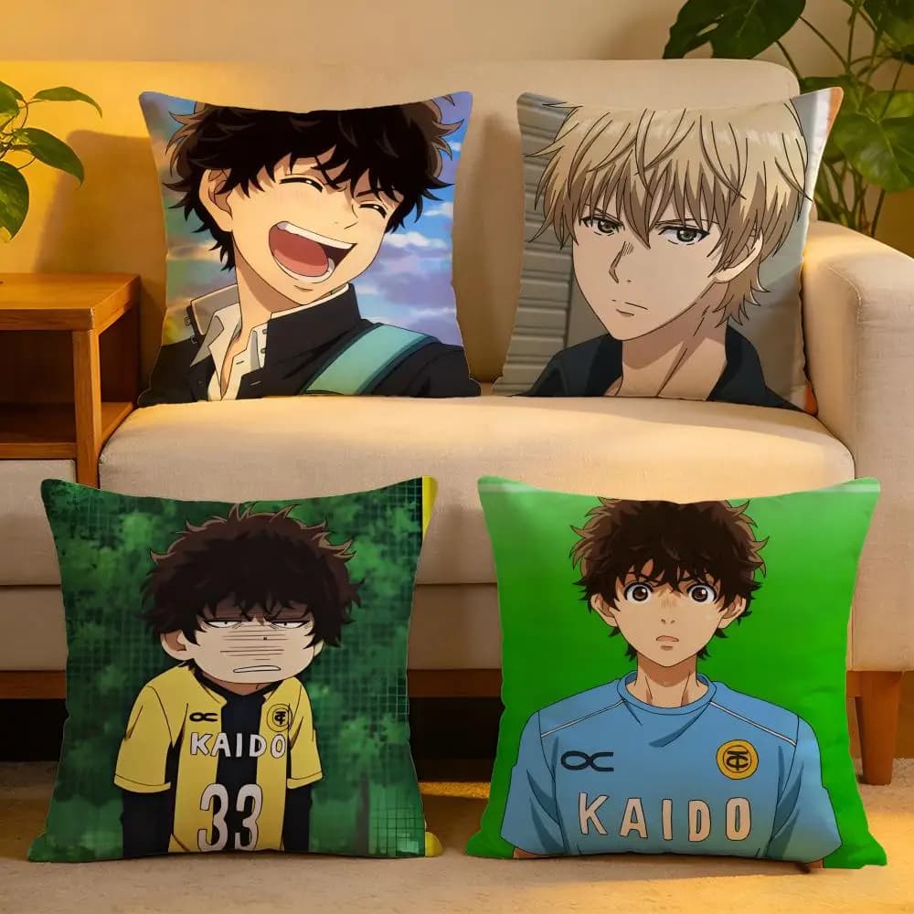 Fodera per cuscino in lino, morbida e delicata sulla pelle, decorativa per divano, decorazioni per la casa, anime A-Aoashi, fodera per cuscino