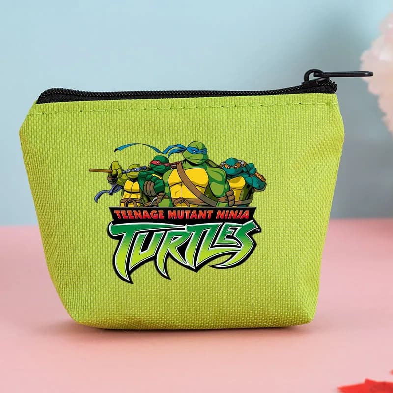 Portamonete verde delle Tartarughe Ninja, con motivo animato stampato, per donna e uomo, portatile, da esterno, idea regalo