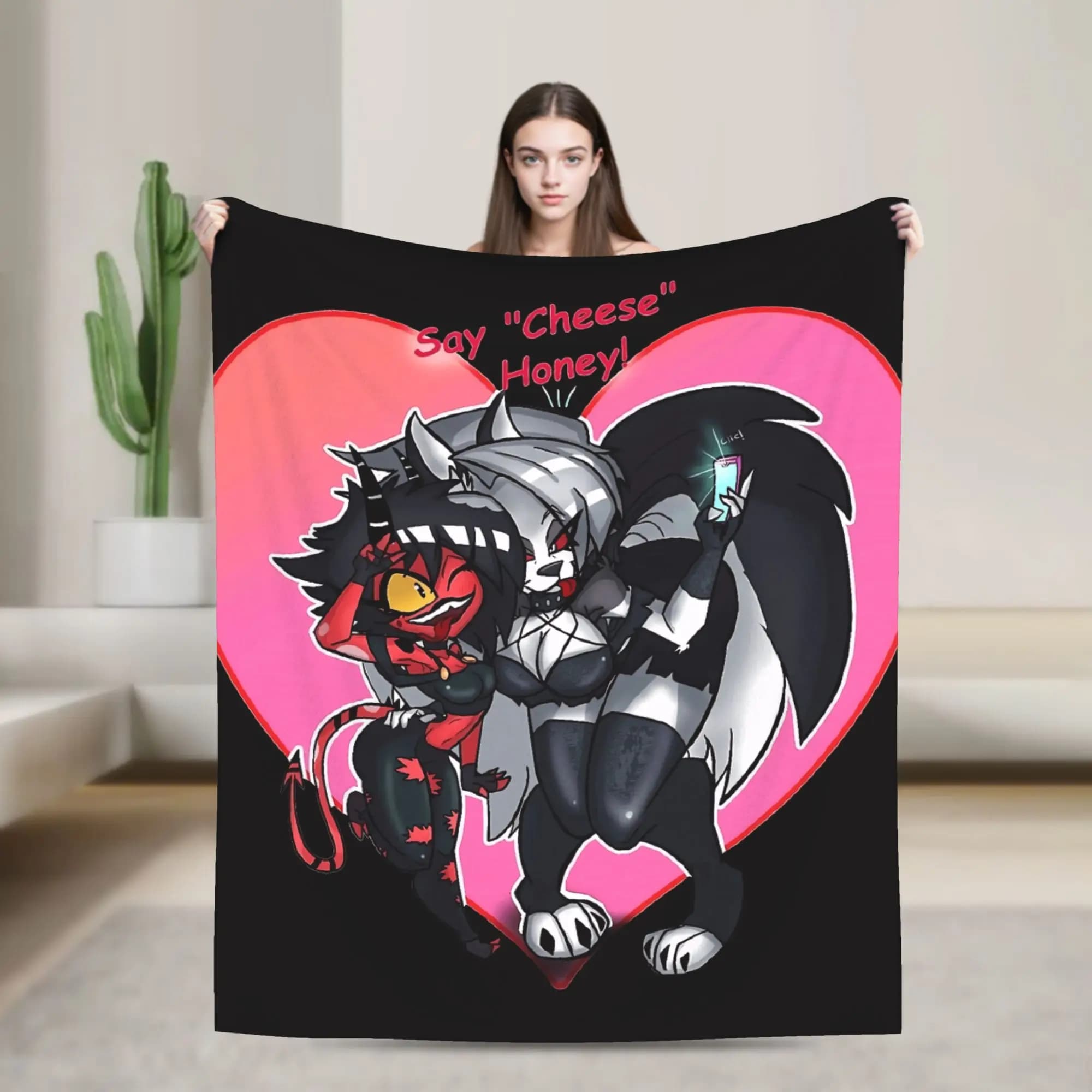 Helluva Boss Loona Blanket Camping Flannel Bedding Throws For Couch Bed Super Warm Customized Quality Bedspread Gift Idea
