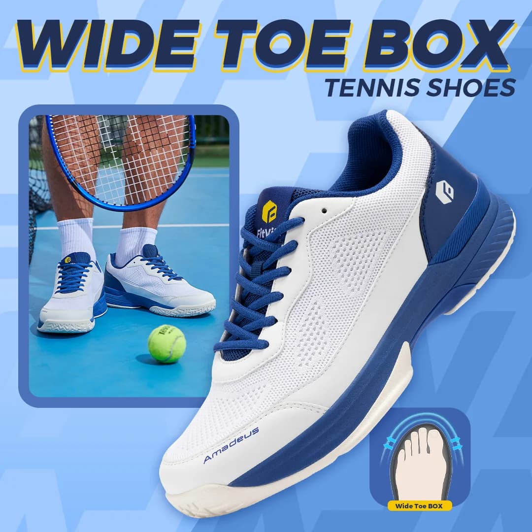 FitVille Men's Professional Tennis Shoes Soprt Gymnastics Shoe Anti-slip sweat absorbent Inflated feet Arcade support