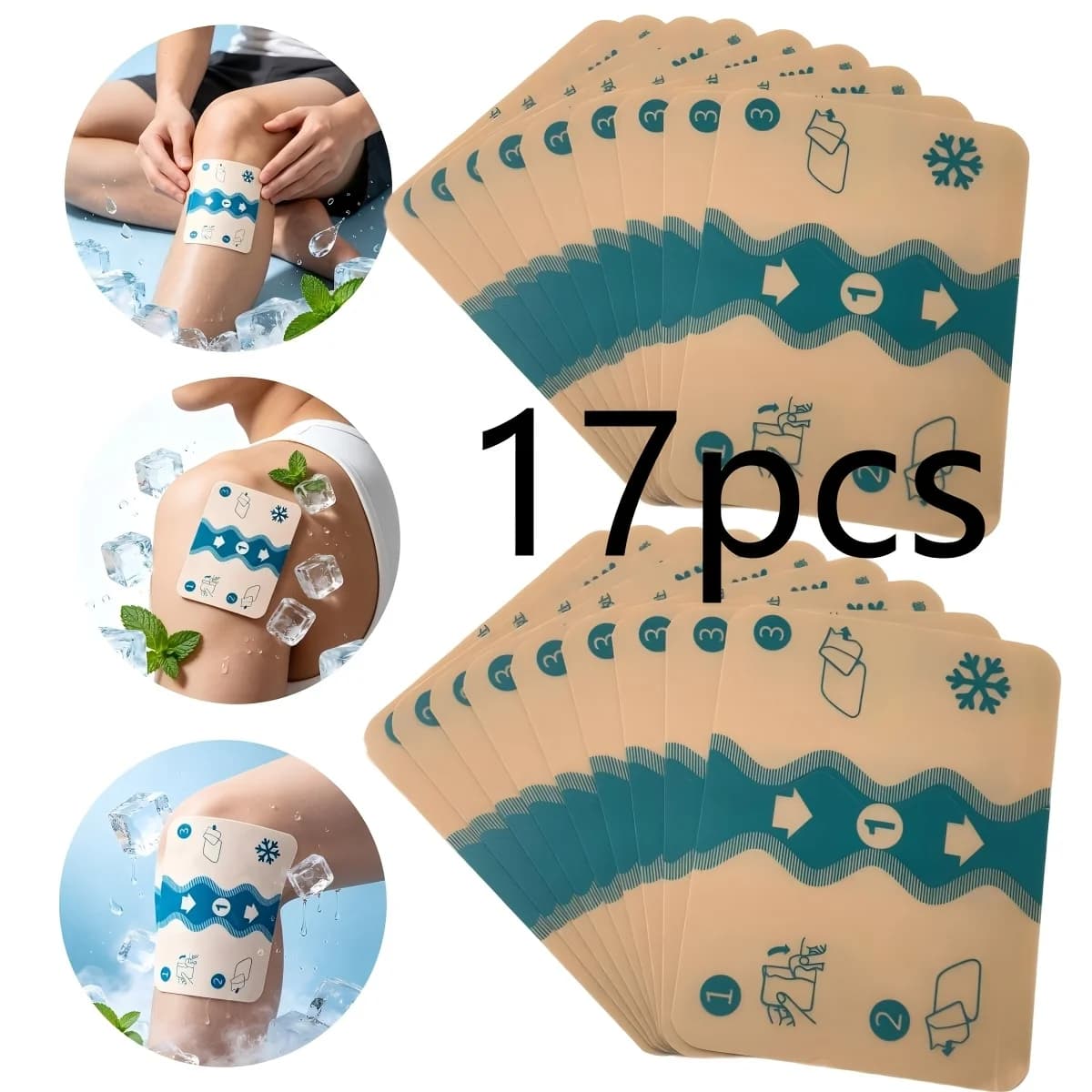 17 Pack High Elastic Back Support Patches Soft Thin Gentle Adhesive Skin Friendly Breathable Non-woven Mint Glucosamine Cold Com