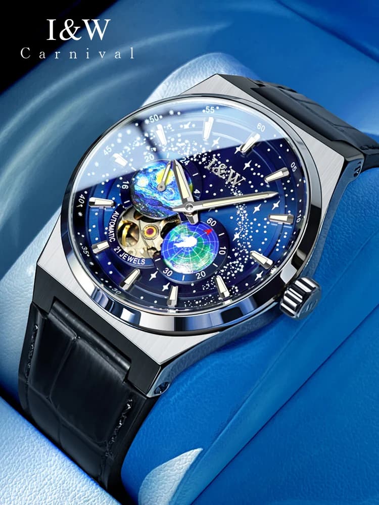 CARNIVAL Nuovo Movimento MIYOTA Orologio Automatico Orologi di Marca di Lusso per Gli Uomini Zaffiro Piccoli Secondi 24 ore 50m Impermeabile Reloj