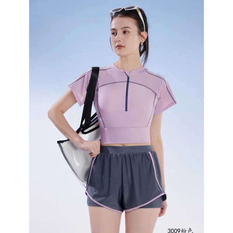 Minsu Costume da bagno sportivo in due pezzi Fitness Casual Corsa Pantaloncini sportivi Parco acquatico Piscina Costumi da bagno