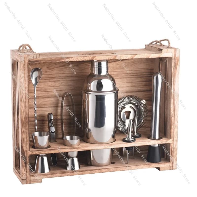 Set portaoggetti per cocktail da bancone bar, set completo di strumenti per miscelazione da bar con espositore, adatto per armadietto del vino domestico