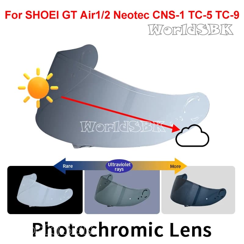 Visiera fotocromica per GT Air1 2 Neotec CNS-1 TC-5 TC-9 Scudo per casco Taglio UV Casco Moto Visiera Visera Parabrezza per SHOEI