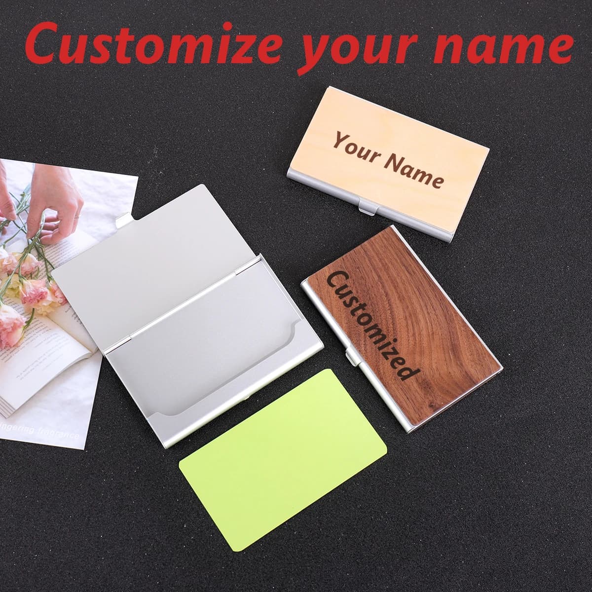 Customized Business Card Holder with Laser Engraved Name, Credit Card Holder, Custom Visitor Card Holder