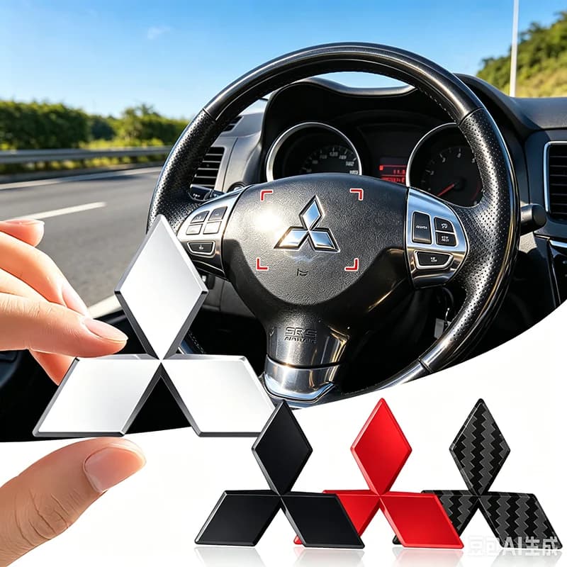 1pc ABS Car Steering Wheel Center Cover Emblem 3D Sticker For Mitsubishi Pajero Outlander L200 EVO Montero Lancer 9 10 EX