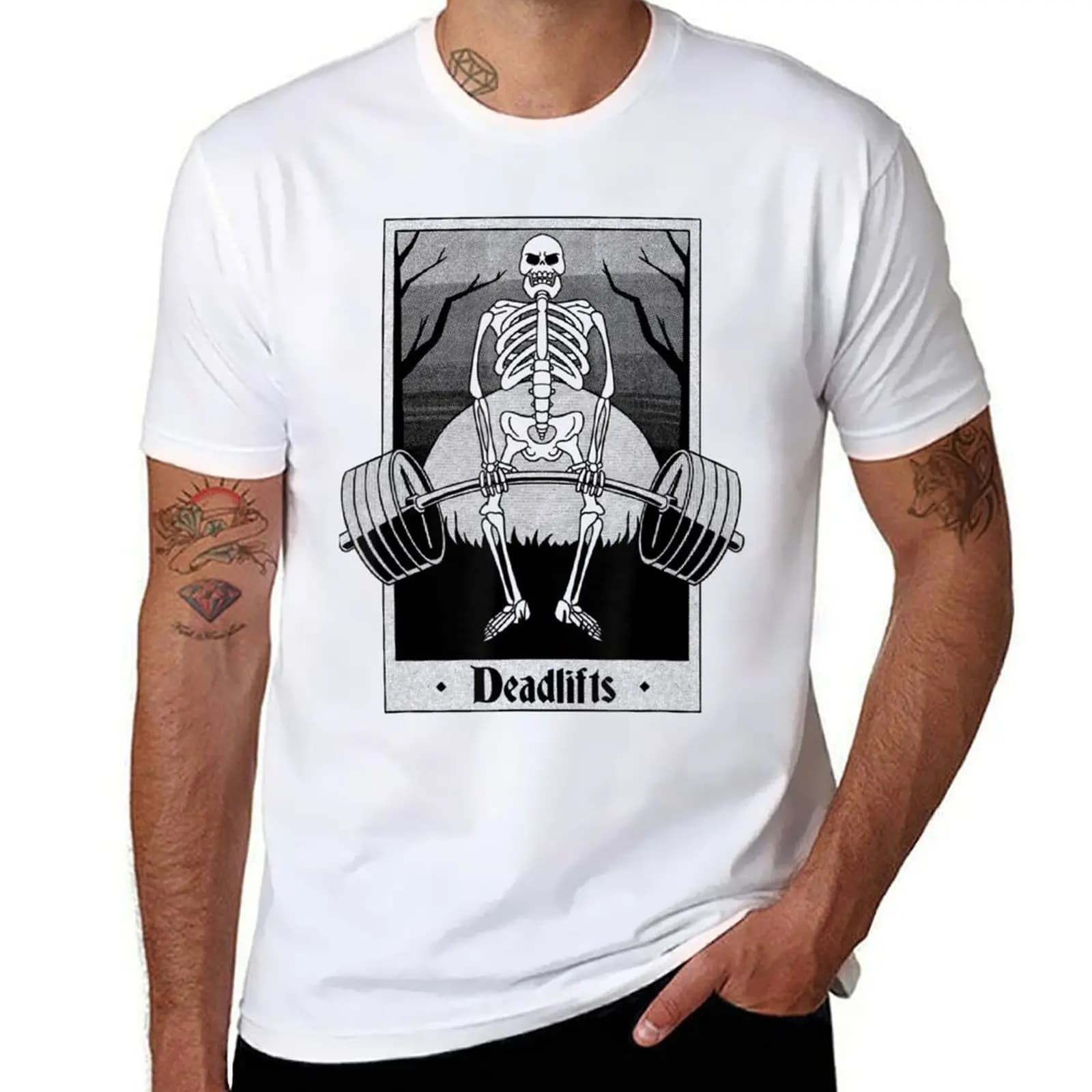 T-shirt Tarot Skeleton Card Deadlift per sollevamento pesi, leggera, casual, estiva