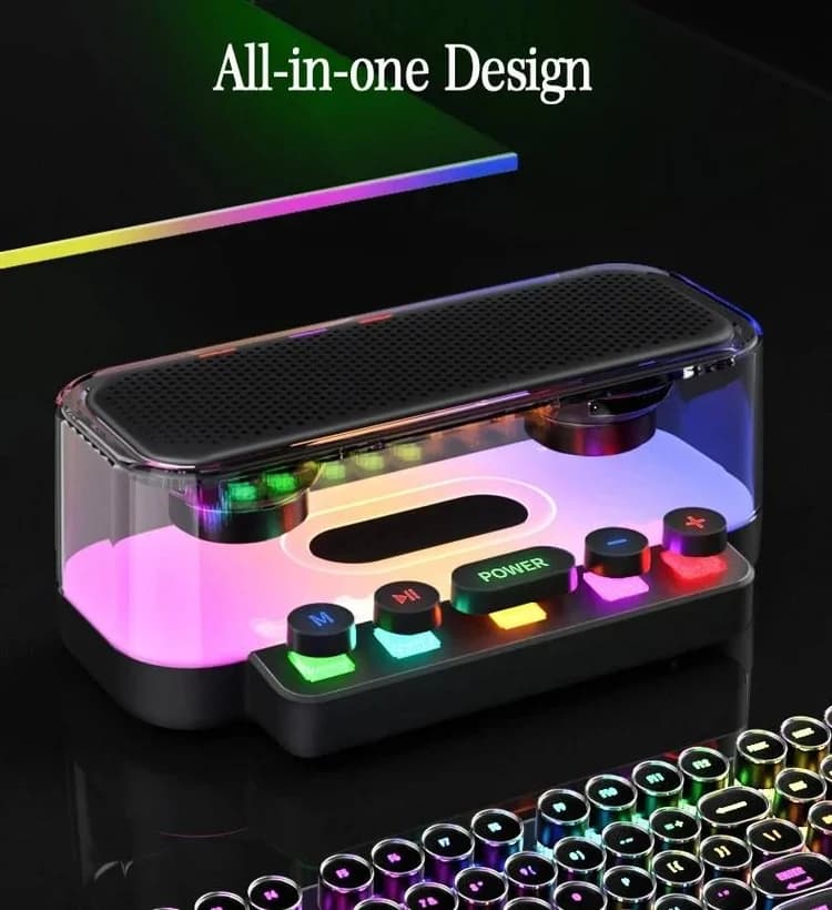 Black HIFI Stereo Surround Portable Bluetooth RGB Lights Wireless Bluetooth Speaker PA Desktop Speaker For Outdoor Home Party