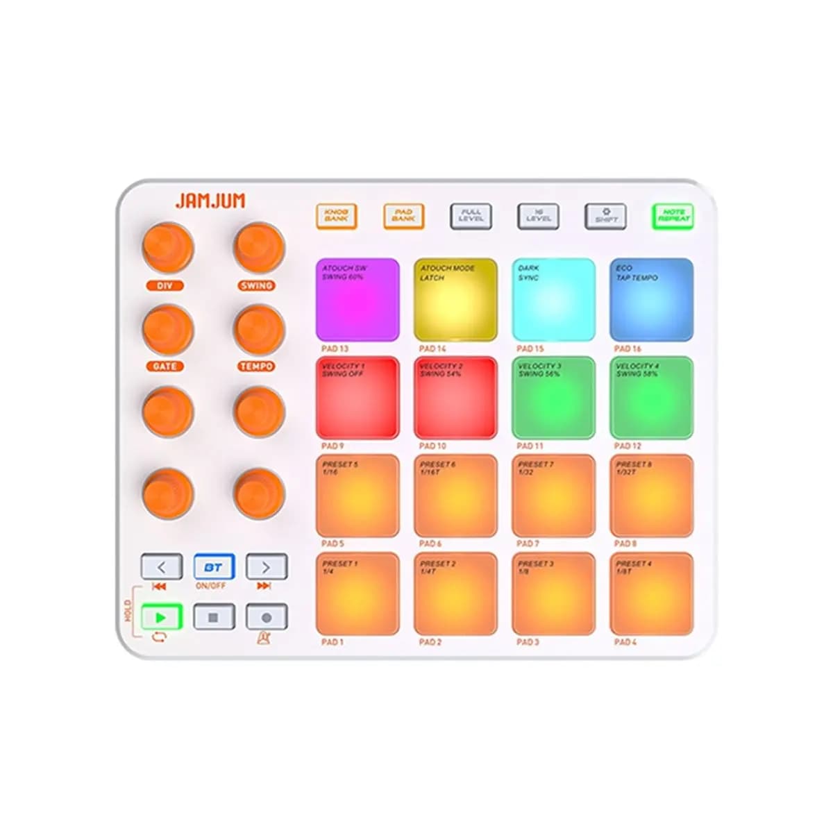 Encoder MIDI Pad per musica elettronica Controller portatile Supporta connessione wireless Batteria incorporata Bianca