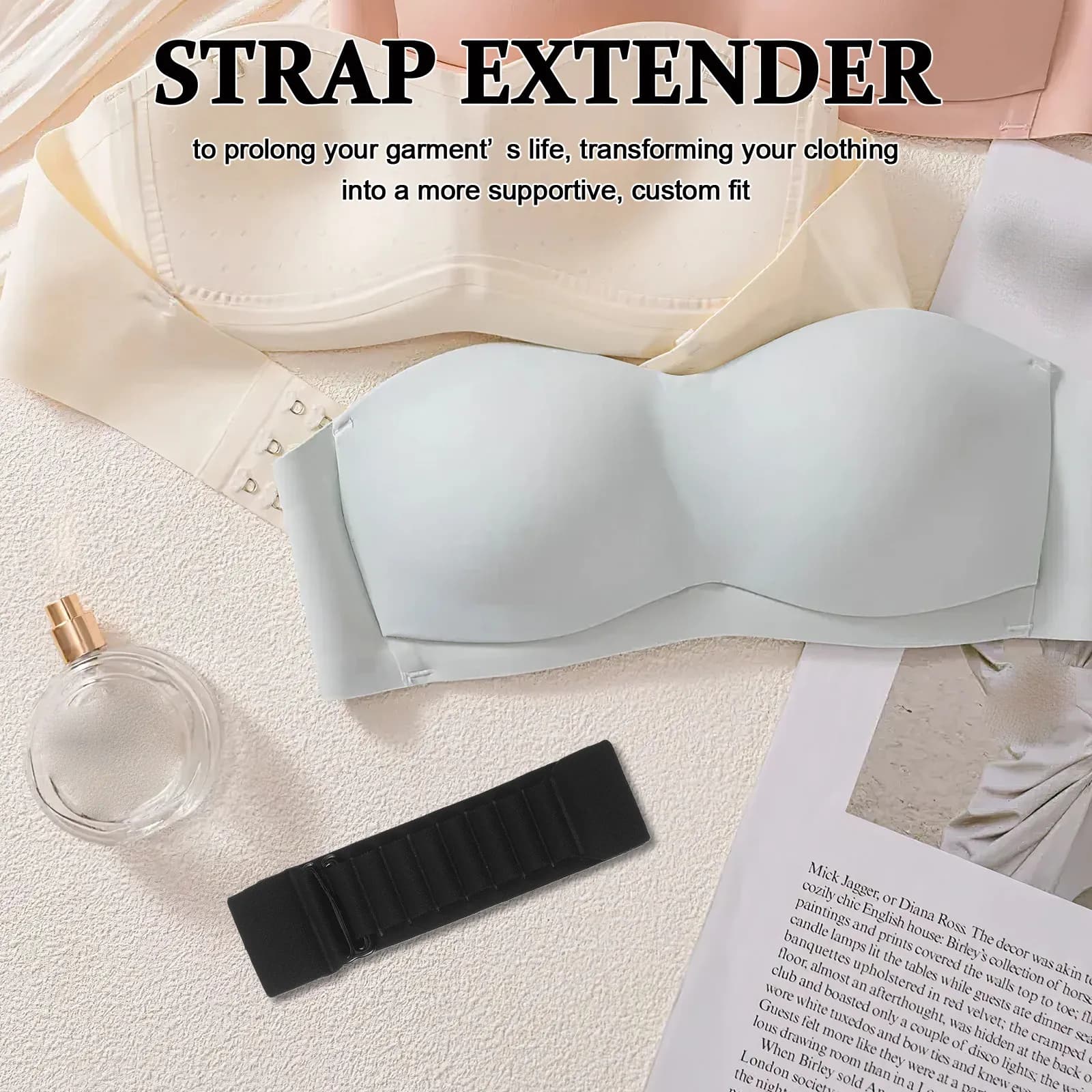 6Pcs Bra Buckle Extender Strap Adjustable 8-Hole Elastic Extension for Bras Sports Bra Swimsuit Back Comfort Support
