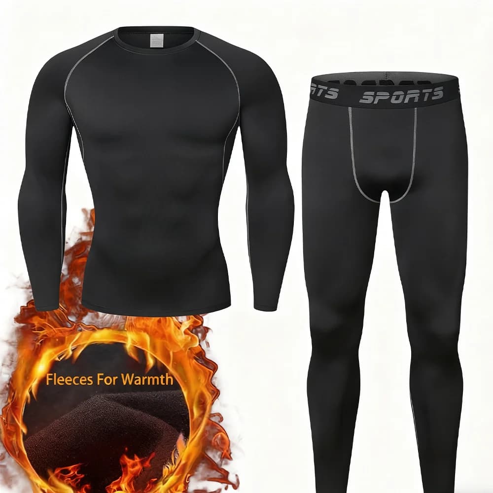 Set di biancheria intima termica da uomo invernale Set di biancheria intima calda foderata in pile da uomo Collant a compressione con mutandoni lunghi Set di tute sportive per fitness