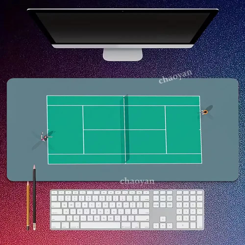 Tappetino per mouse a tema campo da tennis, grande, per computer, ufficio, giochi, tappetino XXL in gomma antiscivolo, per tastiera e mouse, tappetino da scrivania