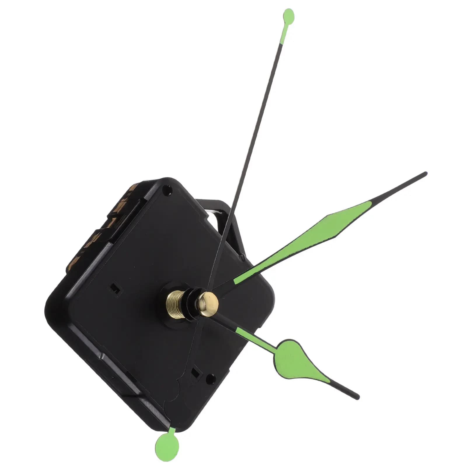Set di 1 movimento per orologio luminoso al buio con asta lunga, meccanismo in plastica, alimentato a batteria, kit di ricambio per lancette fai-da-te per orologio da parete