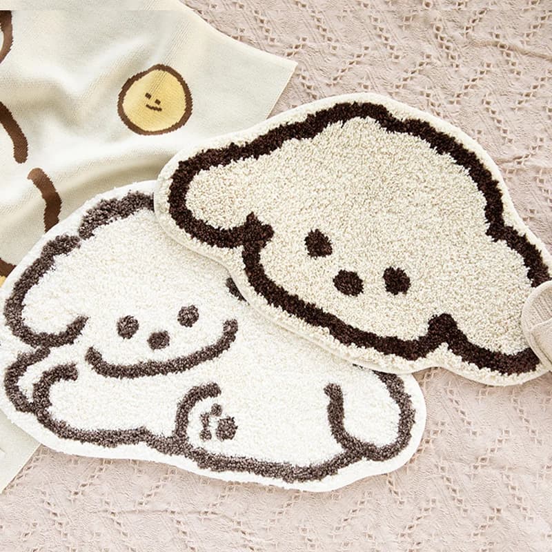 VIKAMA Cute Cartoon Dog Shaped Doormat Bedroom Bedside Blanket Living Room Sofa Coffee Table Foot Cushion Home Decoration Summer