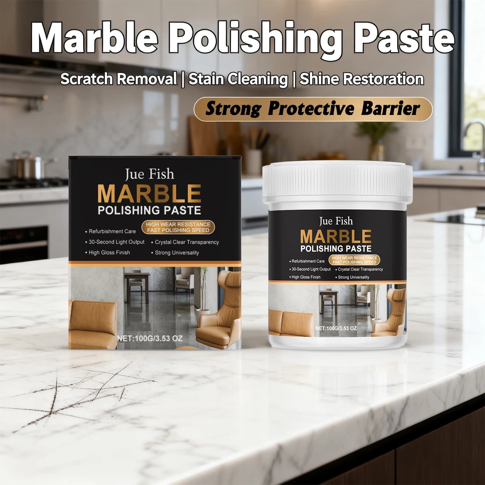 Marble Polishing Paste Effectively Brightening Stone Clean Water Stains Fingerprint Remove Scratch Marble Desktop Cleaning Paste