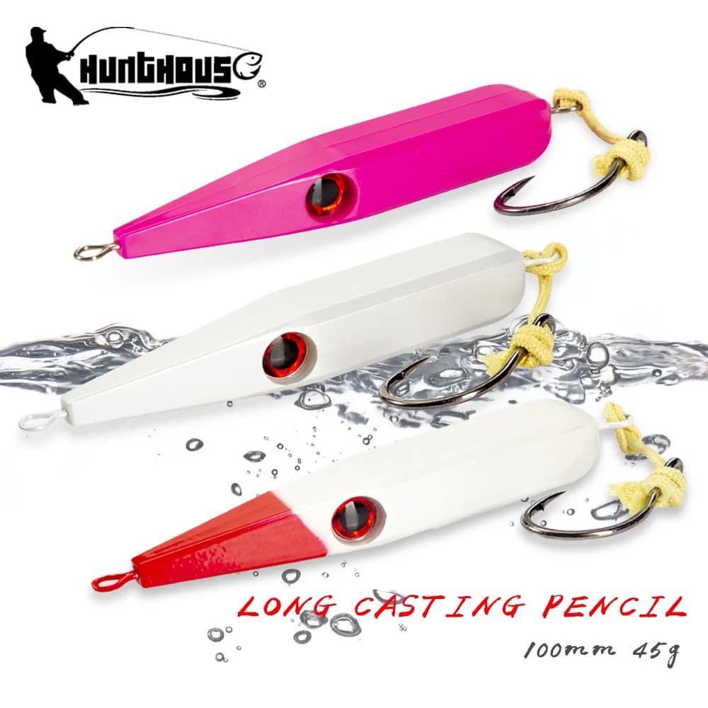 Hunthouse 2PCS Set Heavy Sinking Pencil Fishing Lures 100mm/45g Trolling GT Stickbait Saltwater For Tuna Seabass Tackle LW513