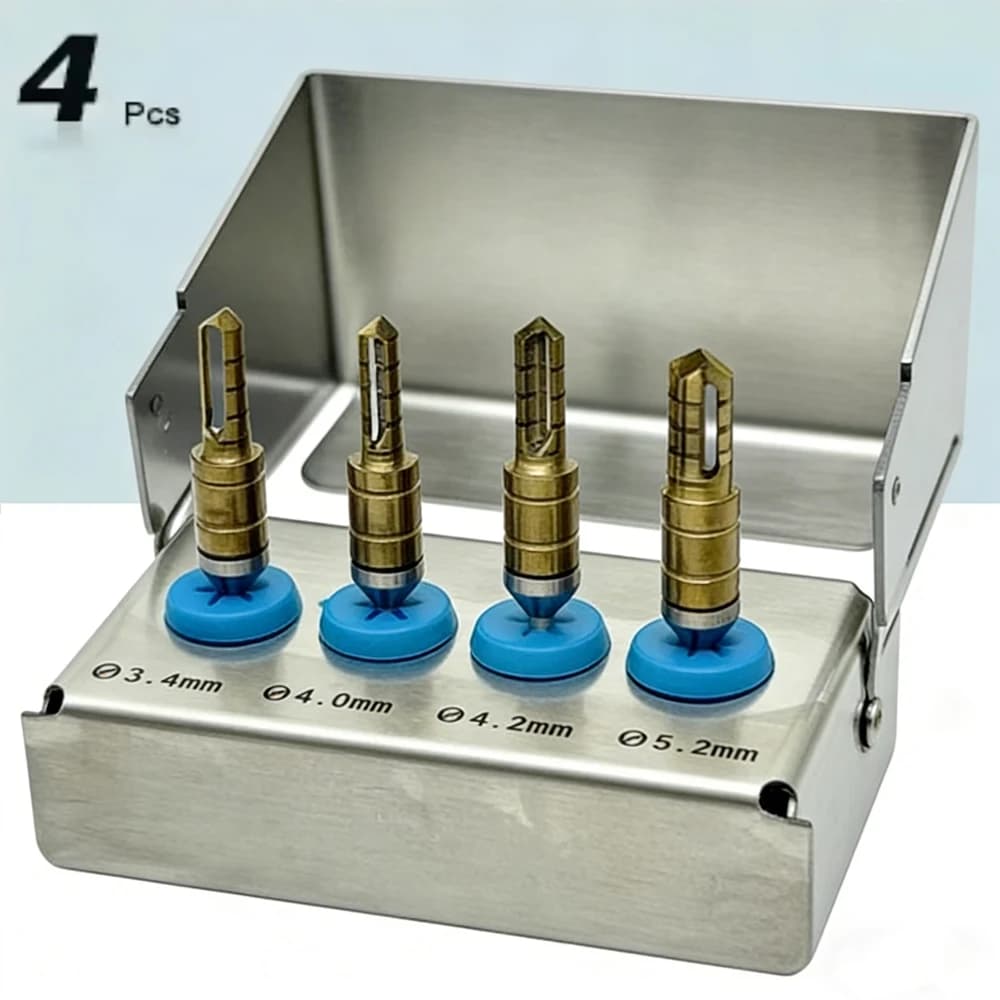 Self-sharpening cutters set for dental bone collection, motorized handpiece milling kit for implant surgery, surgical instruments
