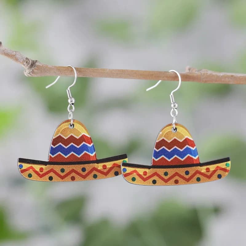 New Colorful Mexican Style Wooden Earrings Design Lightweight Dangle Earrings for Festival Party Vacation Gift Wholesale