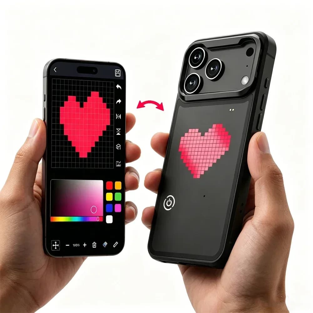 DIY Mode with APP Image Screen Case for IPhone 17 Max 13 Pro Max Smart Function Phone Cases Anime Phone Luminous Case