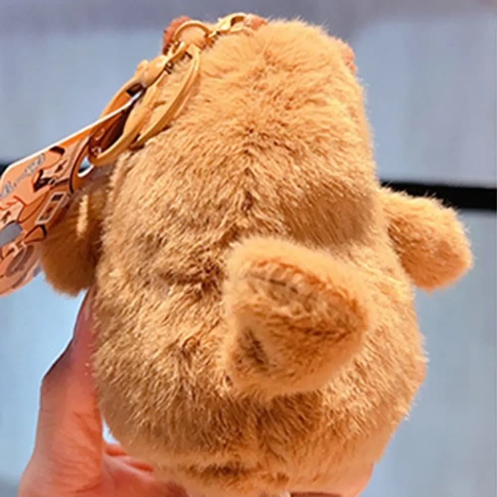 Portachiavi Creativo a Forma di Capibara Cartone Animato, Ciondolo Morbido da Appendere alla Borsa, Simpatico Peluche Soffice, Anello Portachiavi per Auto, Ornamenti da Appendere