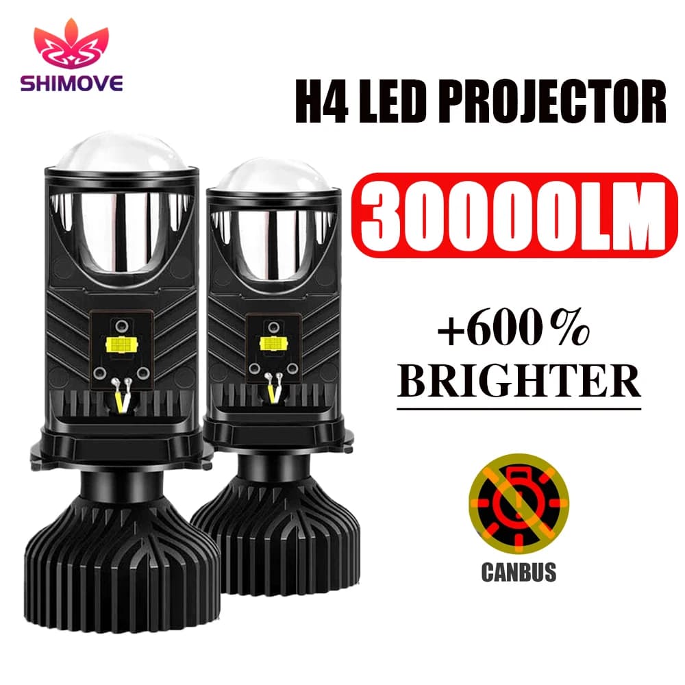 Proiettore LED H4 Faro per auto 30000LM 6000K Ventola Canbus Raffreddamento Mini Proiettore per lenti Bi LED Mini Automobile Lampada a fascio alto/basso