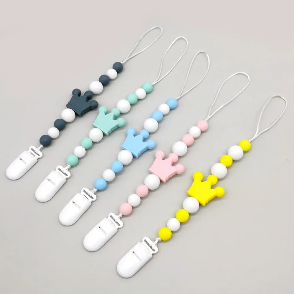 Ciuccio fittizio per neonato in silicone, succhietto per capezzoli, clip per catena, cinturino, giocattolo da masticare per bambini, catena per dentizione per massaggiagengive