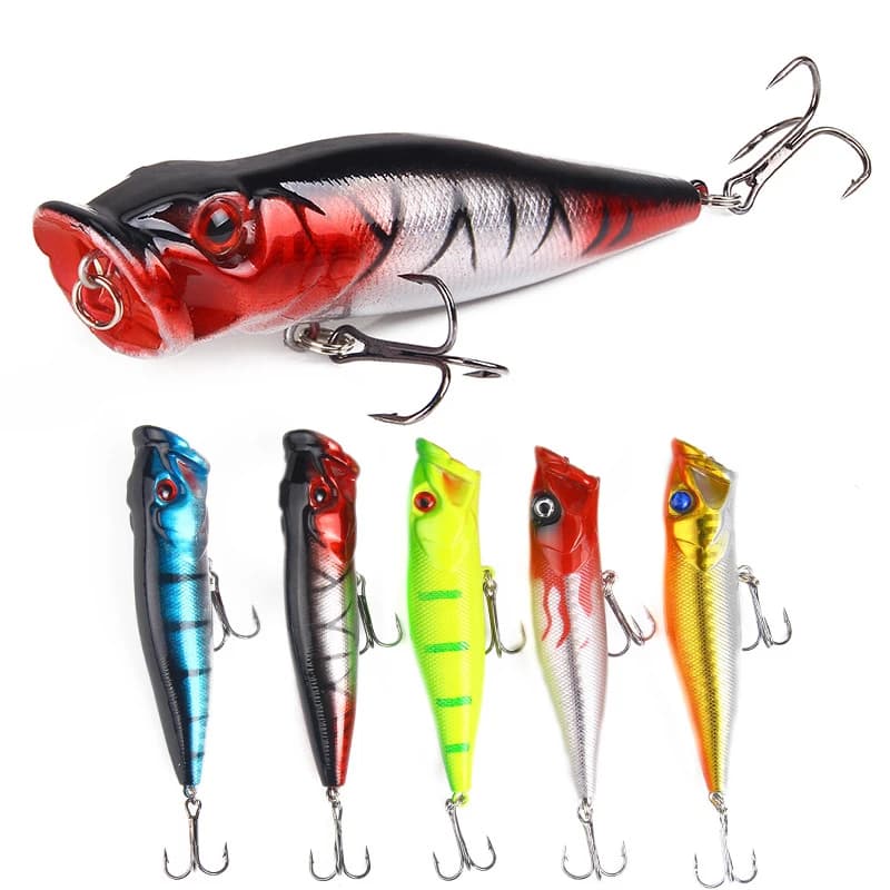 Big Popper Esche da pesca 9 cm 12,5 g Occhi 3D Esca Topwater Crankbait Wobblers Affrontare Isca Poper Esca dura artificiale in scatola