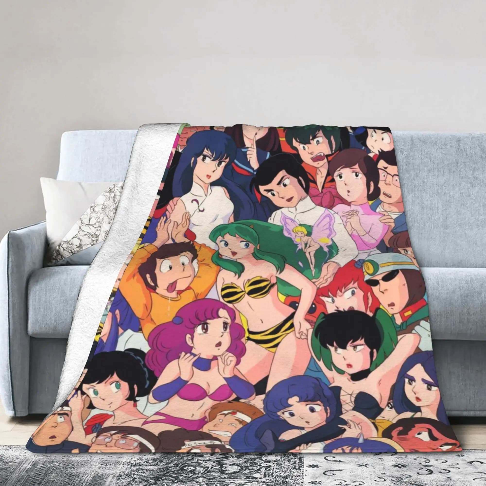 Coperta Urusei Yatsura in morbida flanella, regalo curativo, coperta trapuntata