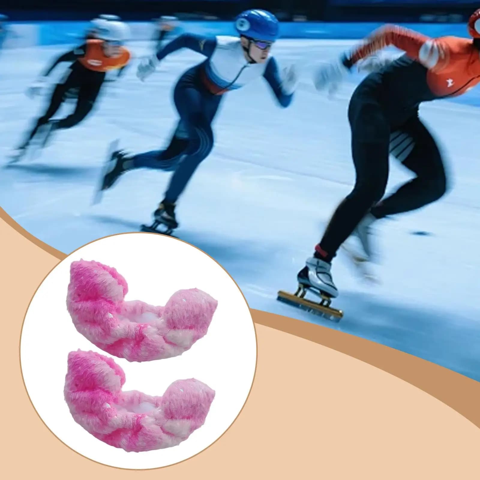 Protezioni per Lame di Pattini da Ghiaccio in Peluche Rosa, Coprilama Assorbenti e Protettivi, Accessorio per Pattinaggio su Ghiaccio e Pattini per Adulti