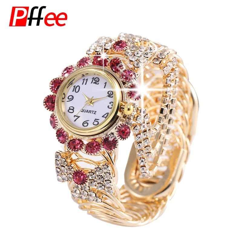 Pffee Luxury Watch with Bracelet for Women, Wrist Watch with Diamonds, Fidanzata Gift