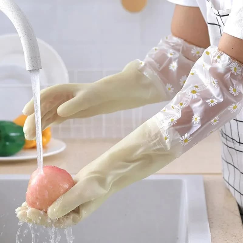 Guanti impermeabili per la pulizia dei lavori domestici Guanti resistenti all'usura per la pulizia della cucina Guanti in lattice per lavare i piatti domestici Guanti in gomma
