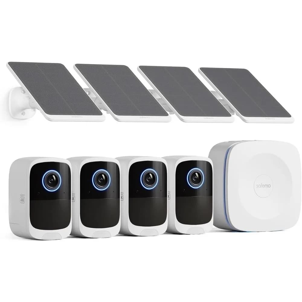 Telecamere di sicurezza 4K wireless per esterni/interni, telecamere a batteria per la sicurezza domestica, senza costi mensili, archiviazione locale da 32 g, ai avanzati,
