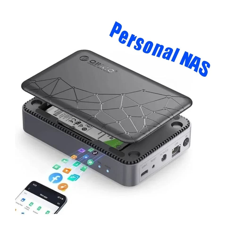Mini NAS HDD/SSD SATA Premium da 2,5" ORICO con archiviazione attaccata su rete SDVN APP-Connect per cloud di sicurezza per famiglie (senza disco)