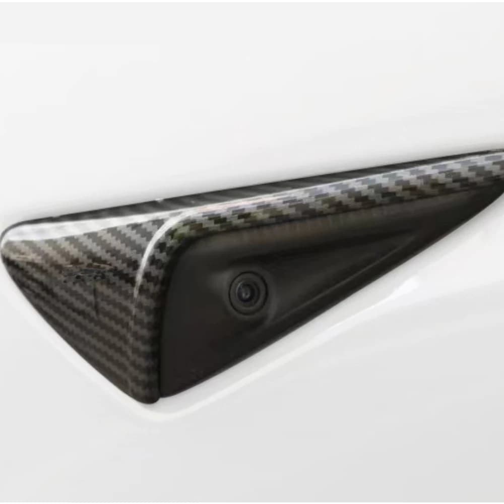 2PCS Carbon Fiber Style Car Side Fender Camera Trim Cover for Tesla Highland Model 3/MY Scratch-Resistant Decorative Protector