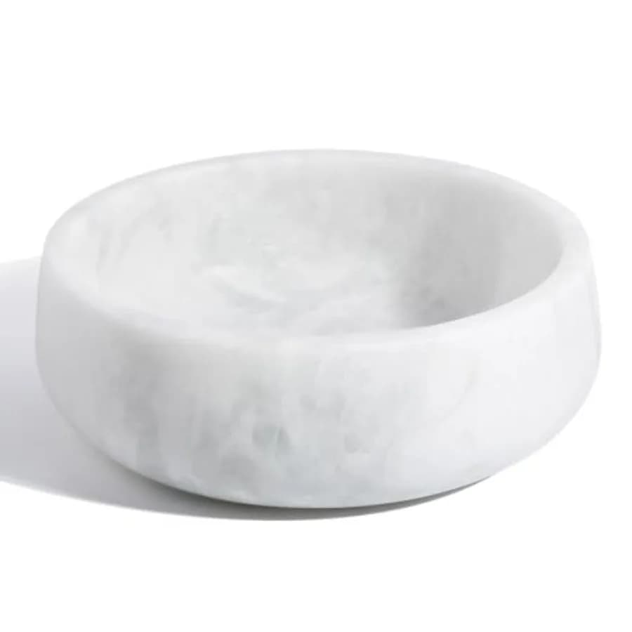 White Marble Dog Bowls, Non-Slip Dog Food Water Bowl Small, Heavy Duty Pet Bowl for Cats and Medium Dogs, Weighted African Natu