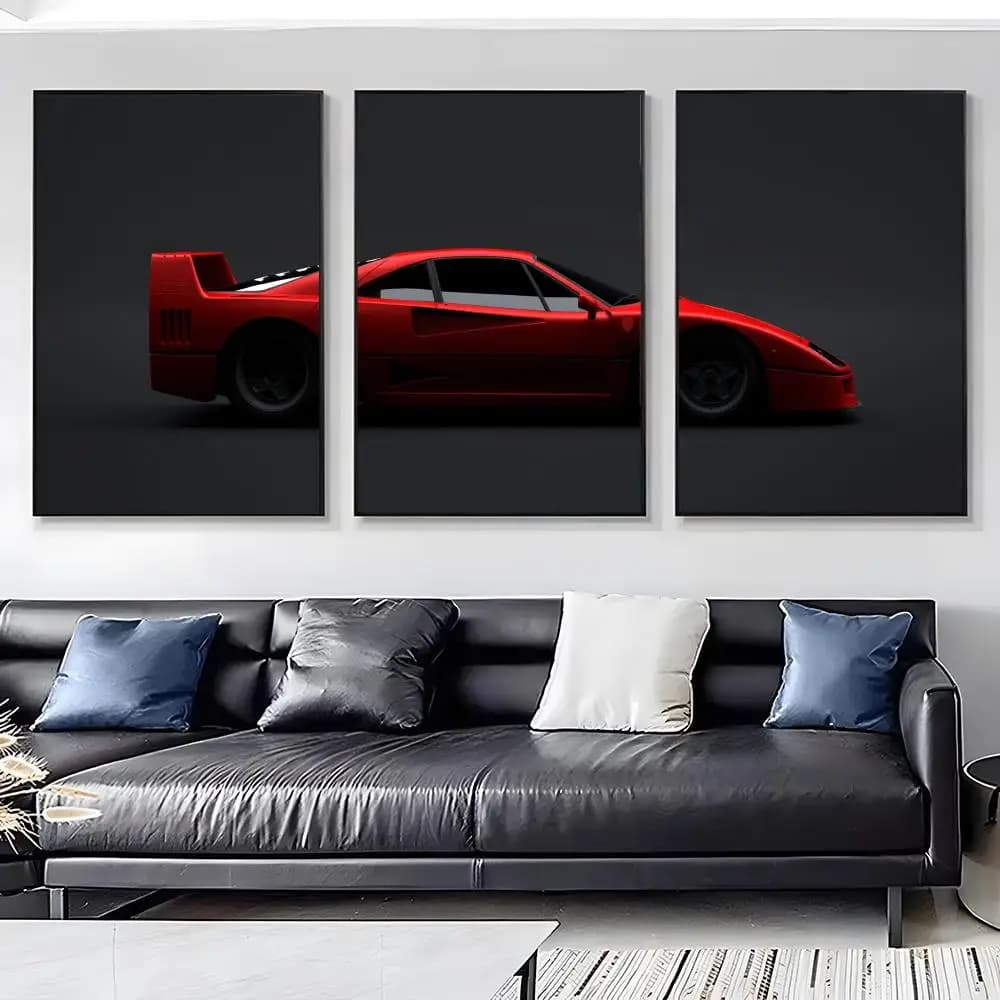 Classic Sports Car Design F40 HD Linen Canvas Poster Wall Art Prints for Living Room Bedroom Office Home Decoration Gift