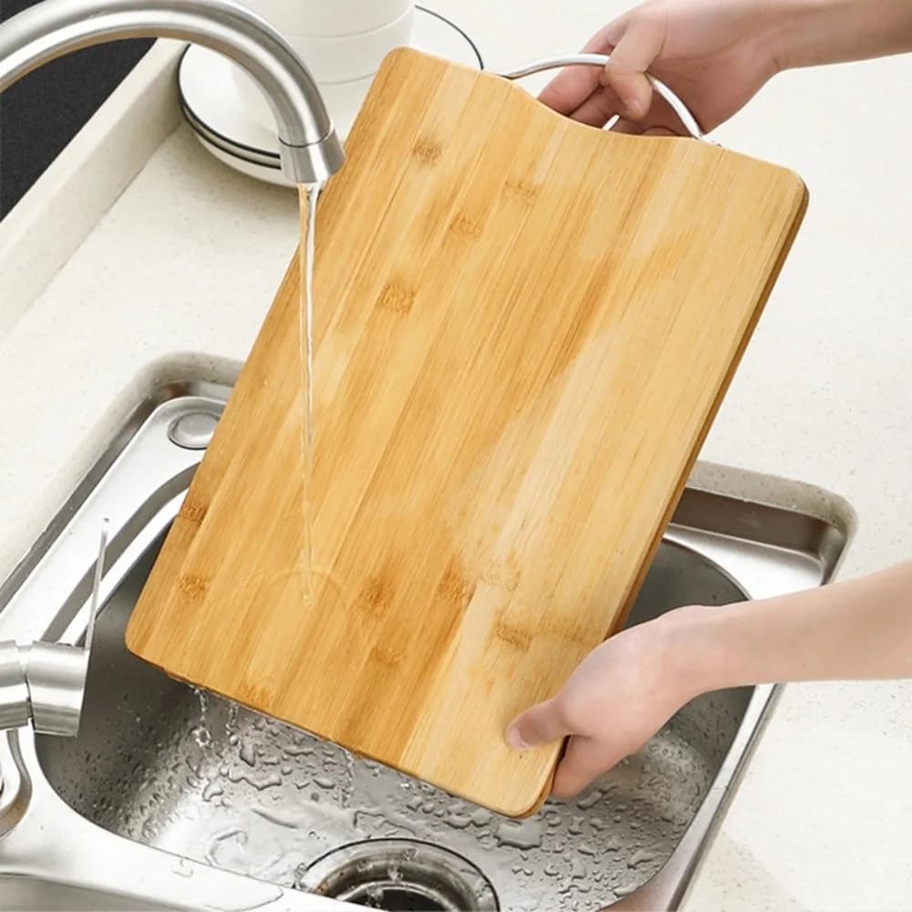 Solid Wood Cutting Board with Handle Rectangular Chopping Block Durable Double-sided Wooden Chopping Board Vegetable Chopping