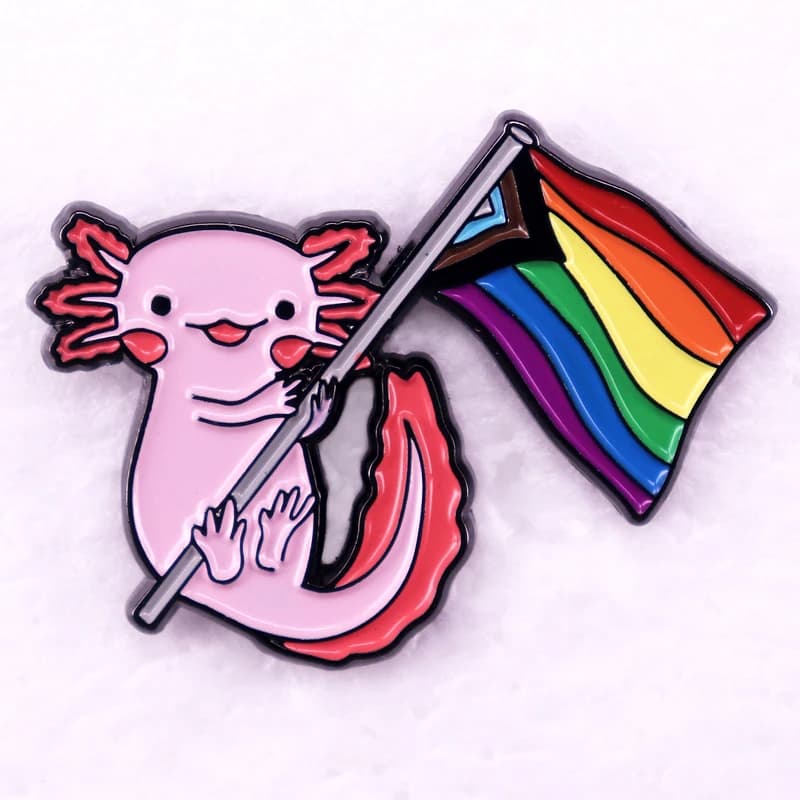 Happy Pride Bandiera arcobaleno Axolotl Spilla smaltata Spilla animale Kawaii Regali LGBT Zaino gioielli Decora