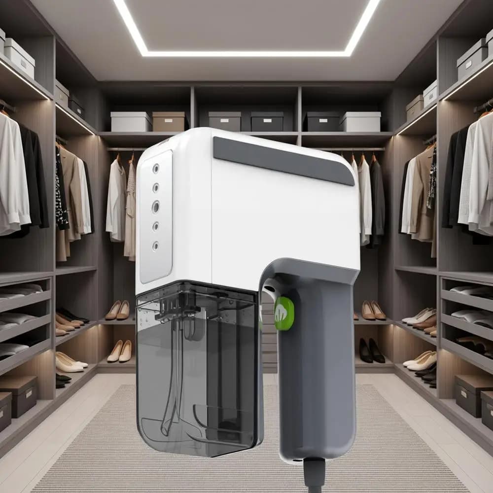 Vaporizzatore Portatile da Viaggio per Vestiti, Tende e Cura dei Tessuti, Bianco