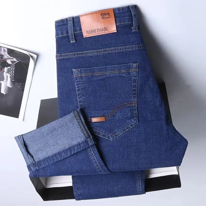 Nuovi jeans da uomo a gamba dritta, classici neri e blu, micro elasticizzati, casual, business casual, pantaloni in denim, pantaloni di marca da uomo
