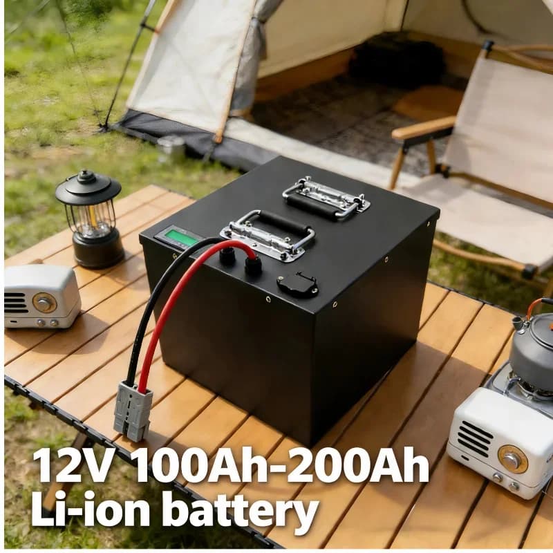 Batteria Ricaricabile agli Ioni di Litio 12V 100Ah-200Ah con Protezione BMS per Pannello Solare Inverter 1KW 2KW Campeggio Camper Nautica Auto da Golf
